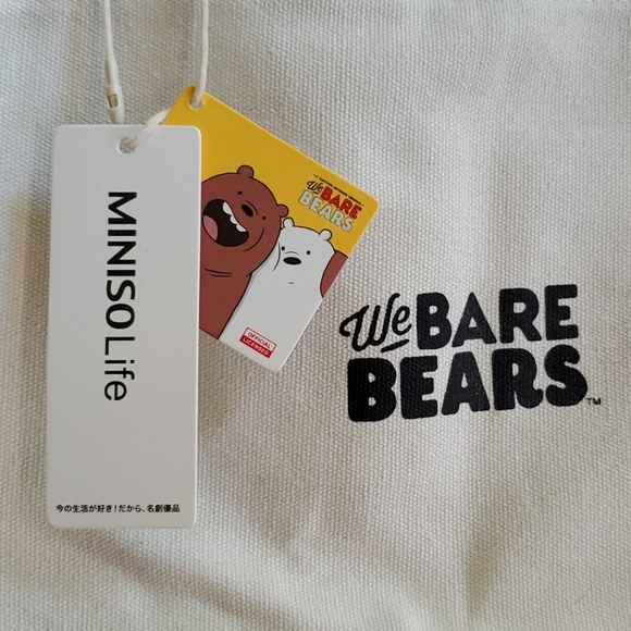 NWT We Bare Bears Grizzly, Miniso Tote ***BOUGHT IN JAPAN*** Grumpy Bear - Picture 4 of 8